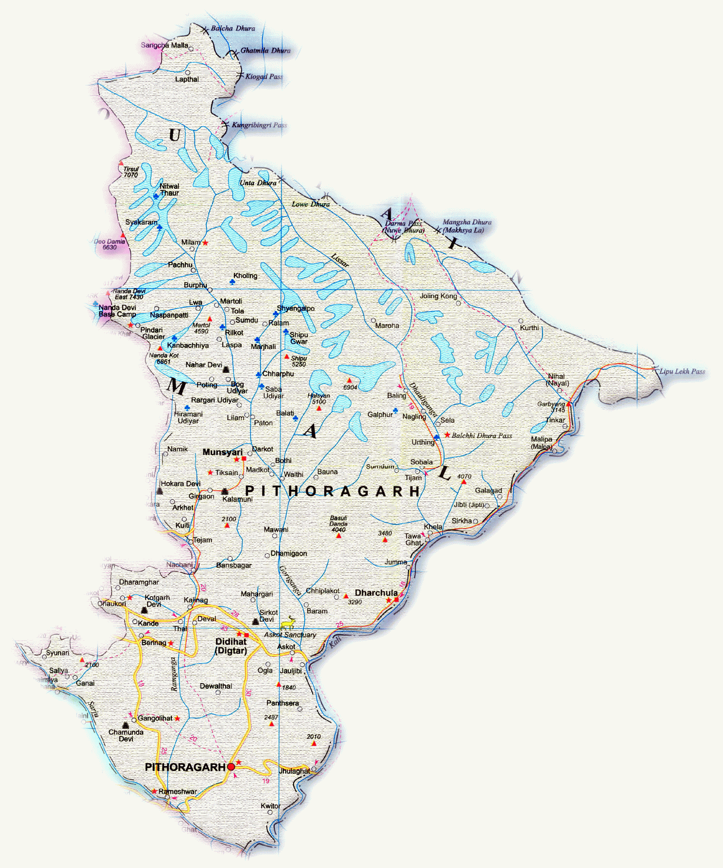 pithoragarh tourist places map